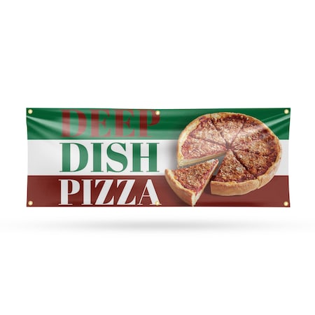 Signmission Deep Dish Pizza, 24 Inch x 72 Inch, Vinyl Banner B-72-30535