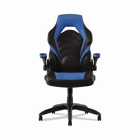 Emerge Vortex Bonded Leather Gaming Chair, 17.9 in. to 21.6 in. Seat Height, Blue/Black, Black Base 58293-CC