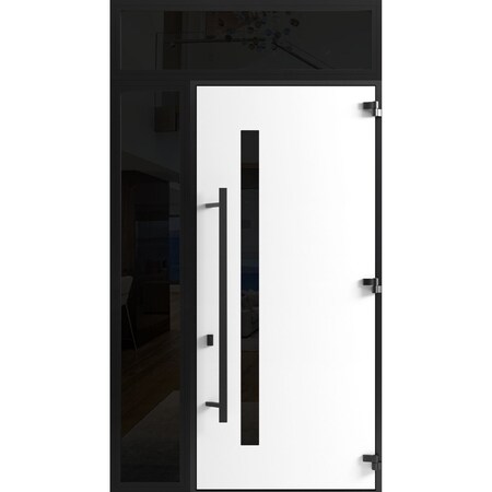 Vdomdoors Front Exterior Prehung Steel Door Ronex0162 Red Oak 96 Sidelight and Transom Window Sidelite Entry RONEX0162EXD-RED-W36+12xH96+16-LH-I