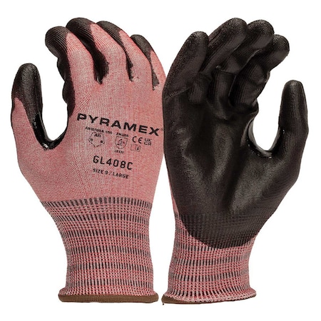 Pyramex Cut-Resistant Coated Gloves, Cut Level A6 , Polyurethane , S 1 PR GL408CS