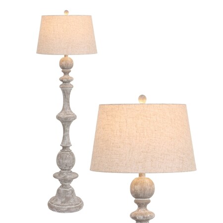 Jonathan Y Taylor 67" Rustic Farmhouse Spindled Resin LED Floor Lamp, Gray Wash JYL3000C