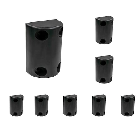 Mytee Products 8 inx5-1/4 inx3-1/2 in Rubber Dock Bumper with 4 Hole Impact Resistant Half-Oval, 8PK TRLB-1001x8