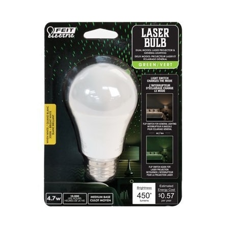 Feit Electric 4.7W GRN Laser A19 Bulb BPA19/G/LASER/LED