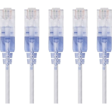 Monoprice Slim Cat6A Patch Cable, 5 Pack, 10 ft.Whit 15144