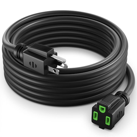 Maximm 10ft 16AWG Indoor Extension Cord w/ Green Indicators, Black IGR-LA005H-10
