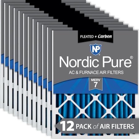 Nordic Pure 10x20x2 Plus Carbon Pleated Air Filter, High Capacity, MERV 7, 12 PK 10x20x2M7+C-12