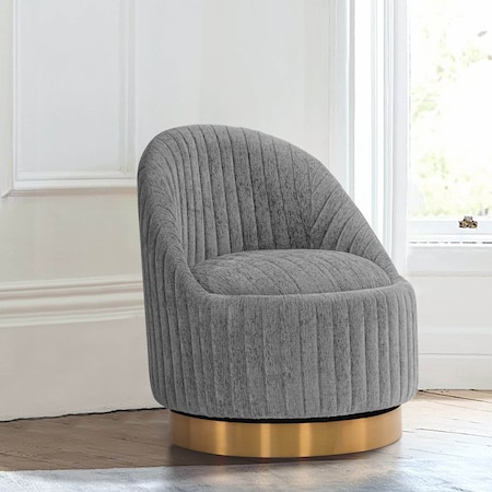 Manhattan Comfort Modern Leela Swivel Boucle Accent Chair in Grey AC058-GY