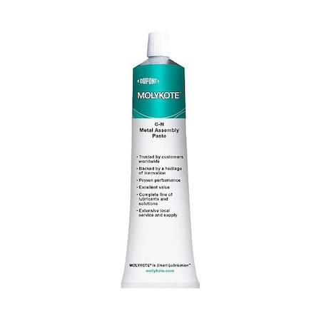Molykote Lubricant, 2.8 oz, Tube, Mineral Oil Base, 750 Degrees F Max Op Temp, Black 2076675