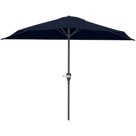 Pure Garden Half Umbrella Outdoor Patio Shade 9 ft Patio Umbrella w/ Easy Crank Small Canopy 50-LG1423
