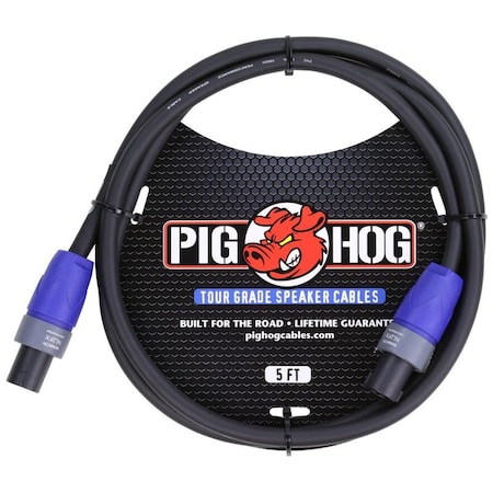 Pig Hog Speaker Cable, 5-Feet 14 gauge wire, Speakon to Speakon PHSC5SPK