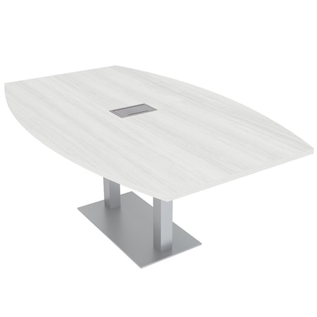 Skutchi Designs Boat Conference Table With Power Unit, 48 in W, 84 in L, White HAR-BOT-48x84-DOU-WA7976-ESIL