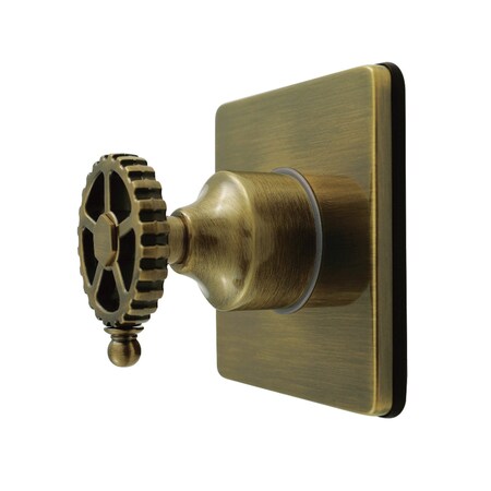 Kingston Brass Single-Handle Six-Way Diverter Valve with Square Trim Kit, Antique Brass KS4043CG