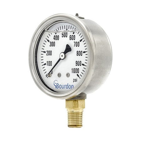 Bourdon Pressure Gauge, 1/4 in NPT, Bottom Location MAX3-D52.H30