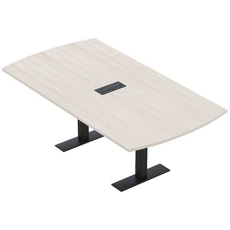Skutchi Designs 7ft Conference Table W/ Power Unit | 6 Person Modular Arc Rectangle Meeting Table | Harmony Series HAR-AREC-48X84-T.BK-K458-EBLK