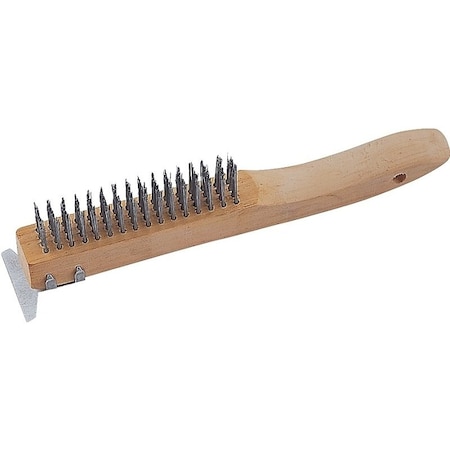 Prosource Wire Brush with Scraper, 1-3/4 in L Trim, Zinc Bristle, 3/4 in W Brush, 10-1/4 in OAL TGE-WB416
