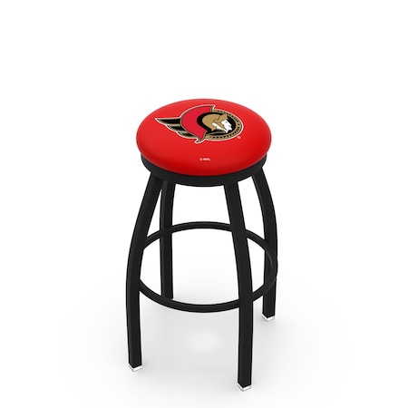 Holland Bar Stool Co 30" Blk Wrinkle Ottawa Senators Swivel Bar Stool, Accent Ring L8B2B30OttSen