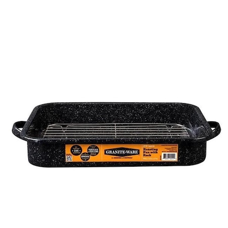 Granite Ware Graniteware  12 qt. Porcelain Enamel Roaster with Rack, Black 6066970