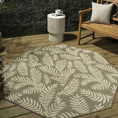 Jonathan Y Nevis Palm Frond Brown/Beige 8 ft Octagon Indoor/Outdoor Area Rug SMB119A-8TGN