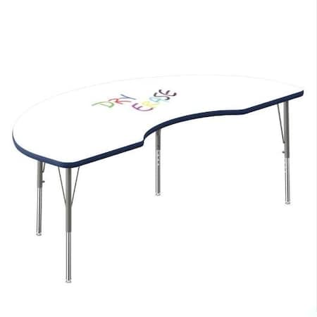 Correll Kidney Dry Erase Activity Table, 72 in W, 36 in L, 19 in to 29 in H, Particleboard, Frosty White A3672DE-KID-80-14-37