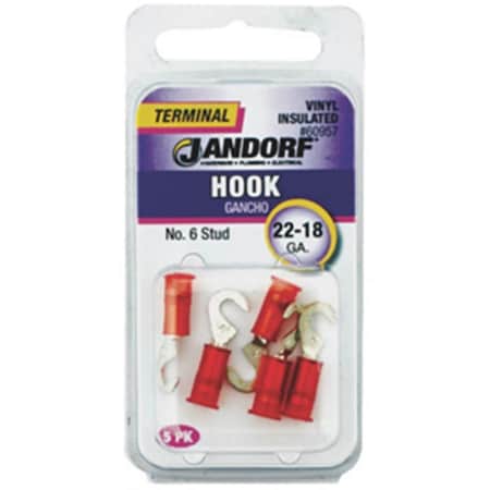 Jandorf Specialty Hardw 60957 Vinyl Insulated Hook Terminal 2218 ga., 6 in. Stud 3401676