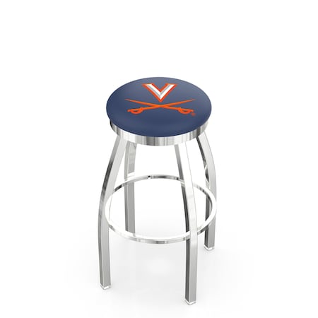 Holland Bar Stool Co 25" Chrome Virginia Swivel Bar Stool, Accent Ring L8C2C25Vrgnia