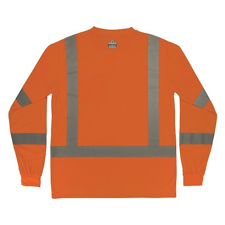 Ergodyne Hi-Vis Shirt, L, Orange, Long Sleeve 22064