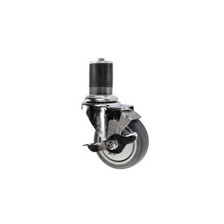 Service Caster 4'' SS Thermoplastic Rubber Swivel 1-5/8'' Expanding Stem Caster with Brake SCC-SSEX20S414-TPRB-TLB-158