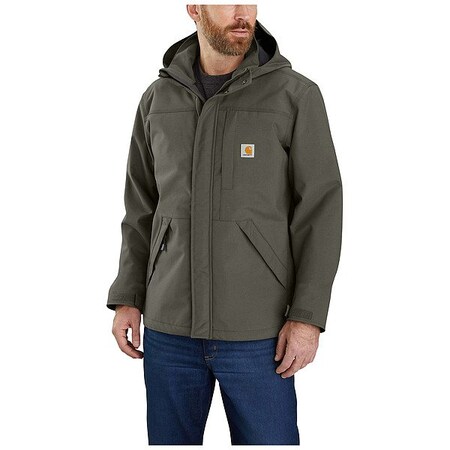 Carhartt Men's Heavy Weight Rain Jacket, 100% Nylon, Zipper, Green, M 104670-MOSMREG