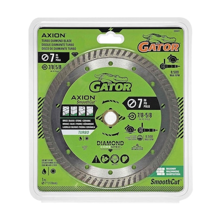Gator Finishing 7 in. D X 5/8 and 7/8 in. Diamond Rim Saw Blade, Turbo 389881