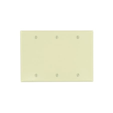 Leviton Blank Wallplate, Standard Size, Gang 3, Ivory 86033