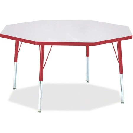 Jonti-Craft Berries Octagon Activity Table, 48 in. x 48 in., E-height, Freckled Gray/Red/Gray 6428JCE008
