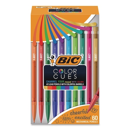 Bic Color Cues Mechanical Pencils, 0.7 mm, HB (#2), Black Lead, Assorted Barrel Colors, 60PK MPUA60-AST