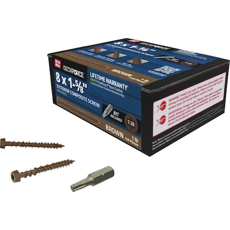 Grip-Rite DeckForce 1-5/8'' Composite Acacia Deck Screw, 1 Lb. GRDFCS158ACA1