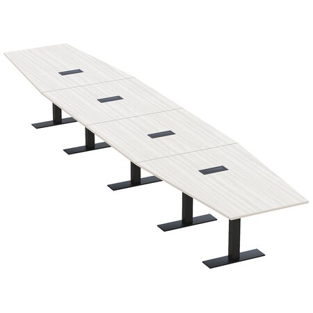 Skutchi Designs 18ft Hexagon Conference Table With Power | Harmony Series | 18 Person Meeting Room Table HAR-HEX.IR-48X216-T.BK-WA7976-EBLK