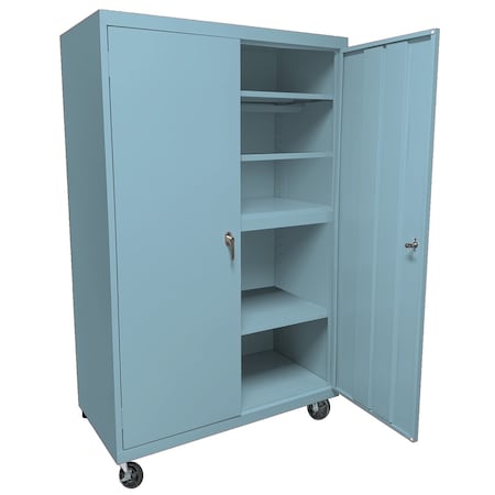 Steel Cabinets Usa Mobile Steel Storage Cabinet, 36" W, 66" H, Denim Blue, 4 Shelves MAAH-3624RB-DB