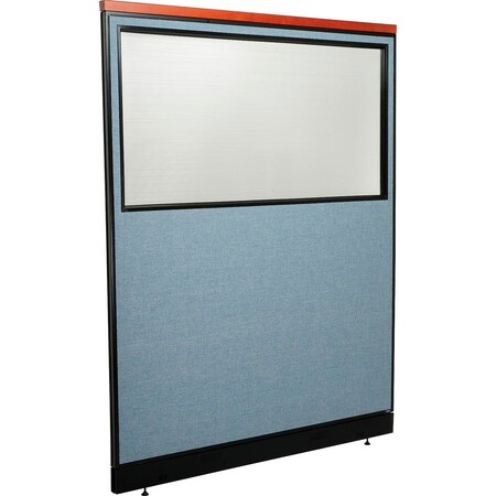 Global Industrial Interion Deluxe Office Partition Panel w/Partial Window and Pass-Thru Cable 60-1/4Wx101-1/2H BLU 695790DWPBL