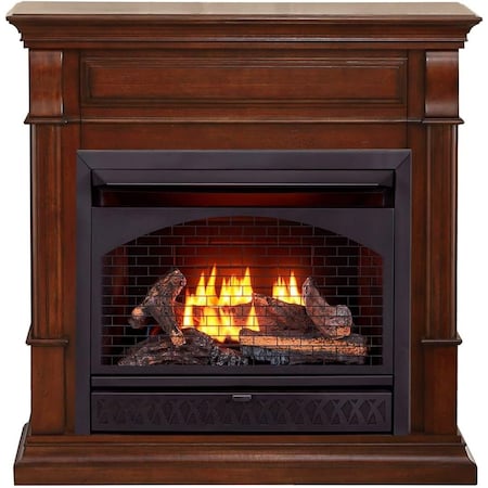 Procom Heating Dual Fuel Vent Free Gas Fireplace System, 26,000 BTU, T-Stat Control, Auburn Cherry Finish FBNSD28T-2AC