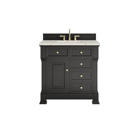 James Martin Vanities Brookfield 36 in. Single Vanity, Black Onyx w/ 3 CM Victorian Silver Silestone Top 547-V36-BKO-3VSL