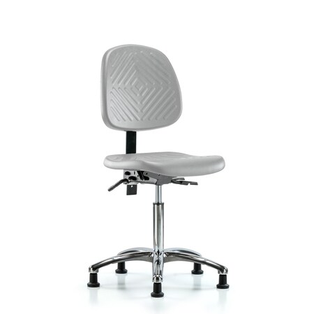 Blue Ridge Ergonomics Poly Chair Chrome-Medium Bench Height with Medium Back & Stationary Glides in Gray Poly PMBCH-MB-CR-T0-A0-NF-RG-GRY
