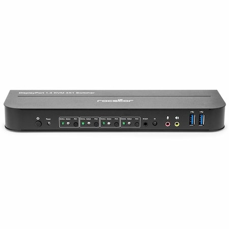 Rocstor SOLIDKVM SK04 DISPLAYPORT 1.4 AND USB 3.0 4X1 KVM SWITCH 4K@60HZ- 4-PORT DISPLAY Y10A327-B1