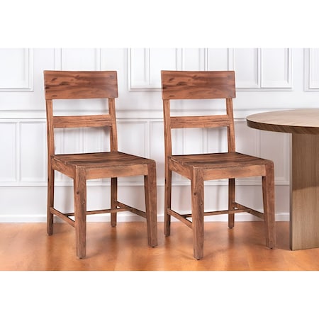 Homeroots Set of Two Brown Wood Ladder Back Dining Side Chairs 522054