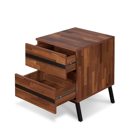 Homeroots 23" Black And Brown Wood And Iron End Table With Two Drawers 318980