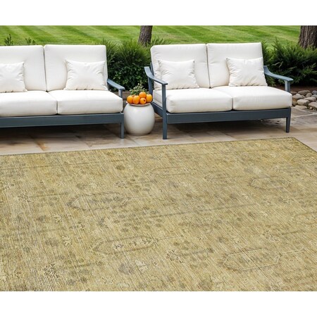 Homeroots 8' X 10' Gold And Taupe Southwestern Washable Indoor Outdoor Area Rug 587059