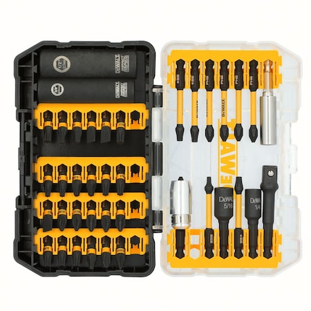 Dewalt FlexTorq DriverBitSet, 40pcs, Steel, Shank:1/4" DWANGFT40SET