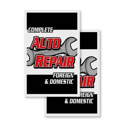 Signmission Complete Auto Repair Foreign & Domestic, Vinyl Decals Only 24 Inch x 36 Inch, Vinyl Decal, 2PK DSB-2436-2PACK-CompleteAutoRepairForeign