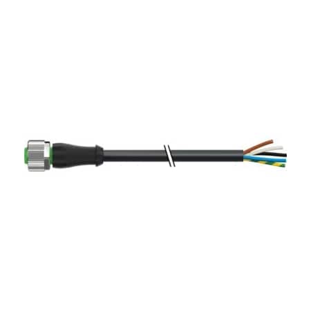 Murrelektronik Cordset, Straight, M12, Black, 22 AWG, 4A 7000-12241-6150500