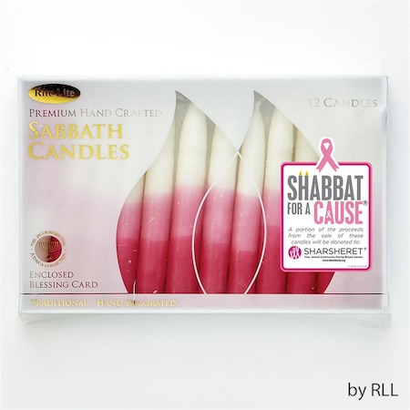 Rite Lite Premium Handcrafted Tricolor Shabbat Candles, Pink, 12PK C-13-P