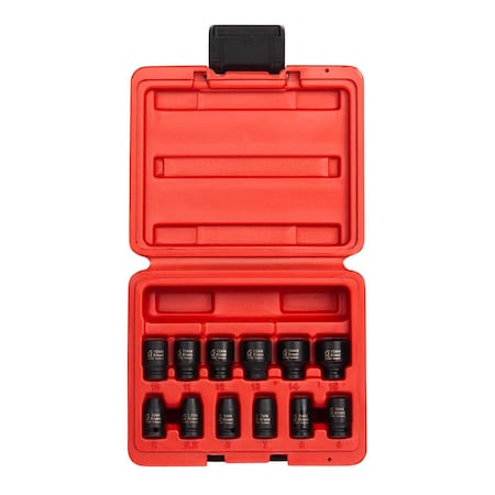 Sunex 1/4" Drive Magnetic Impact Socket Set, Metric, 12 pcs 1822