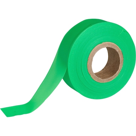 Brady Flagging Tape, Plastic, Fluorescent Green, 1.188in x 150ft, 150PK 58353