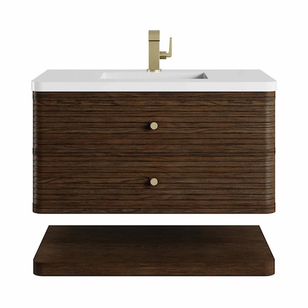 James Martin Vanities Allamari 36" Single Vanity, Sable w/ Single Hole 3 CM White Zeus Silestone Top D640-V36-SBL-3WZ